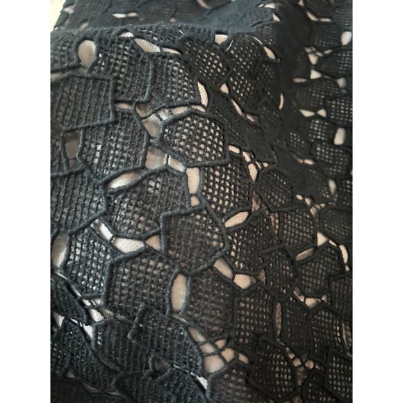 Diane von Furstenberg DVF Black Delian Crochet Pebble Lace Peplum Dress Size 2 - Picture 7 of 15